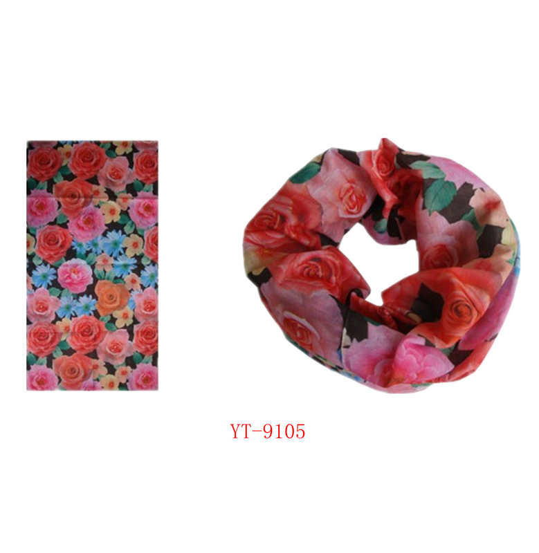 Mixed Color Flower Design Scarf (YT-9105)