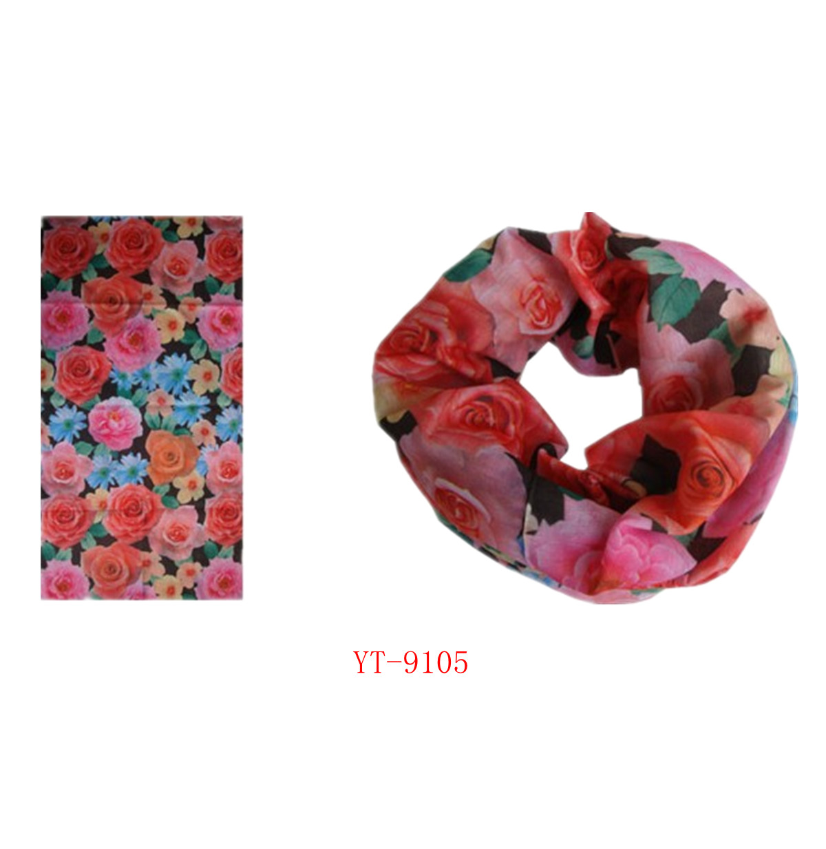 Mixed Color Flower Design Scarf (YT-9105)