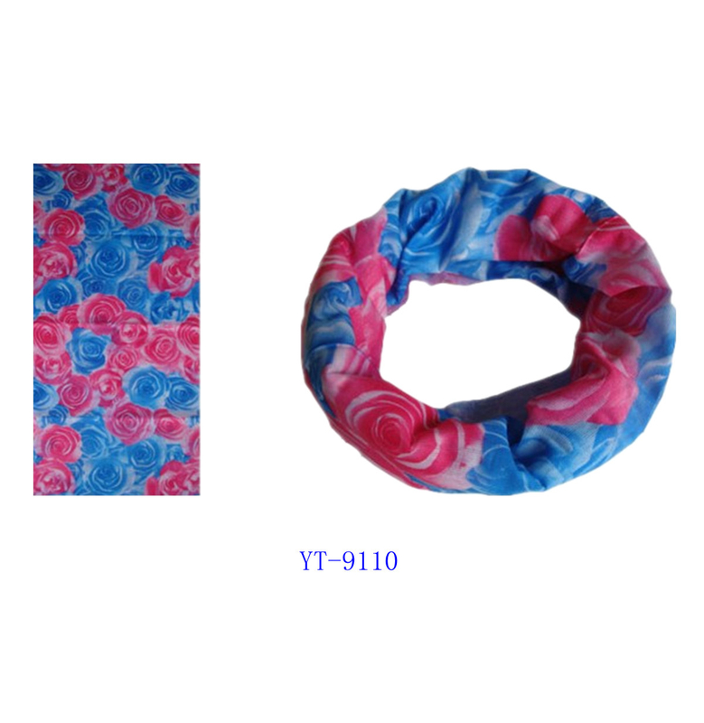 Pink and Blue Rose Flower Design Bandana (YT-9110)